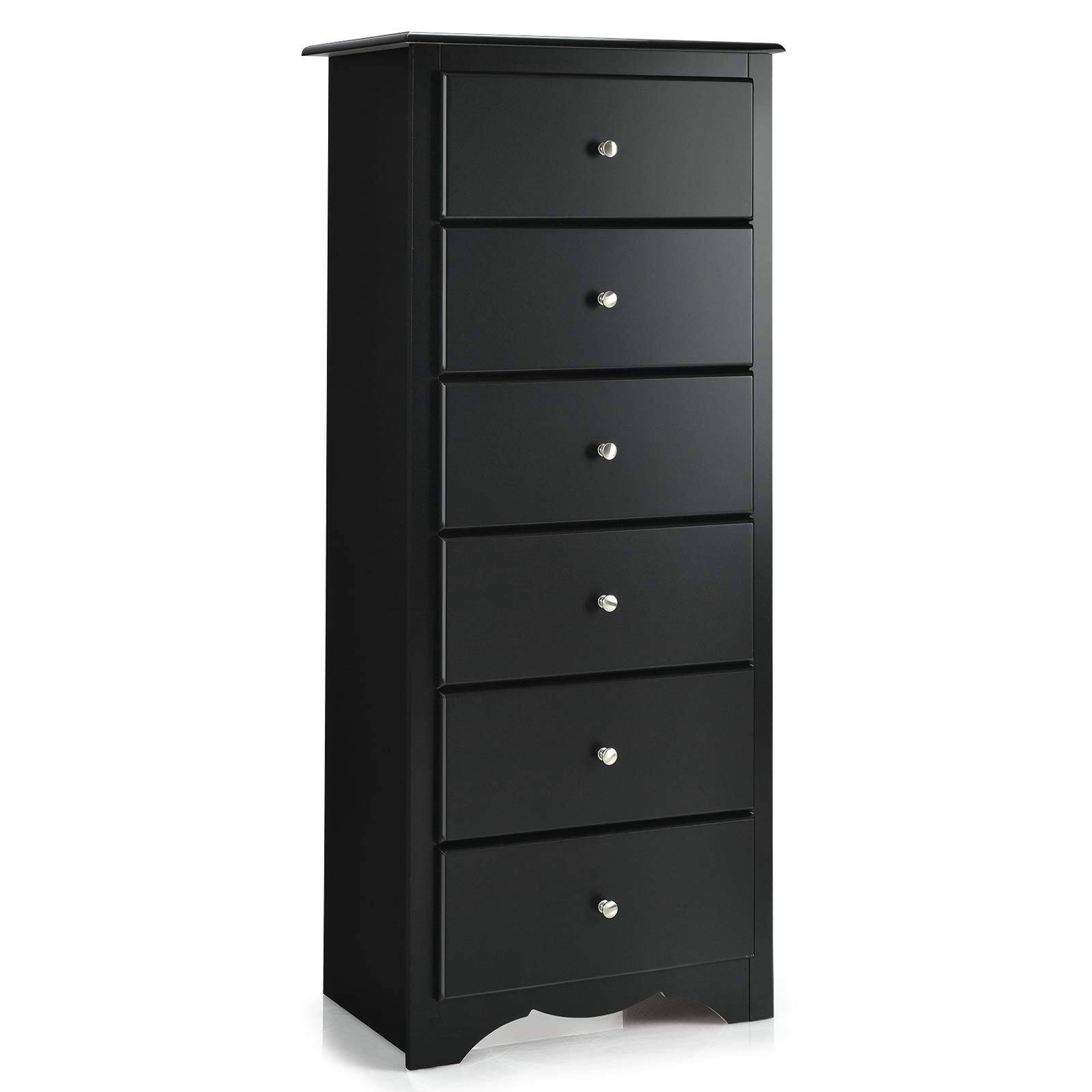 Front. Ecooso - 6-Drawer Dresser Storage Cabinet Clothes Organizer for Bedroom and Living Room - Black.