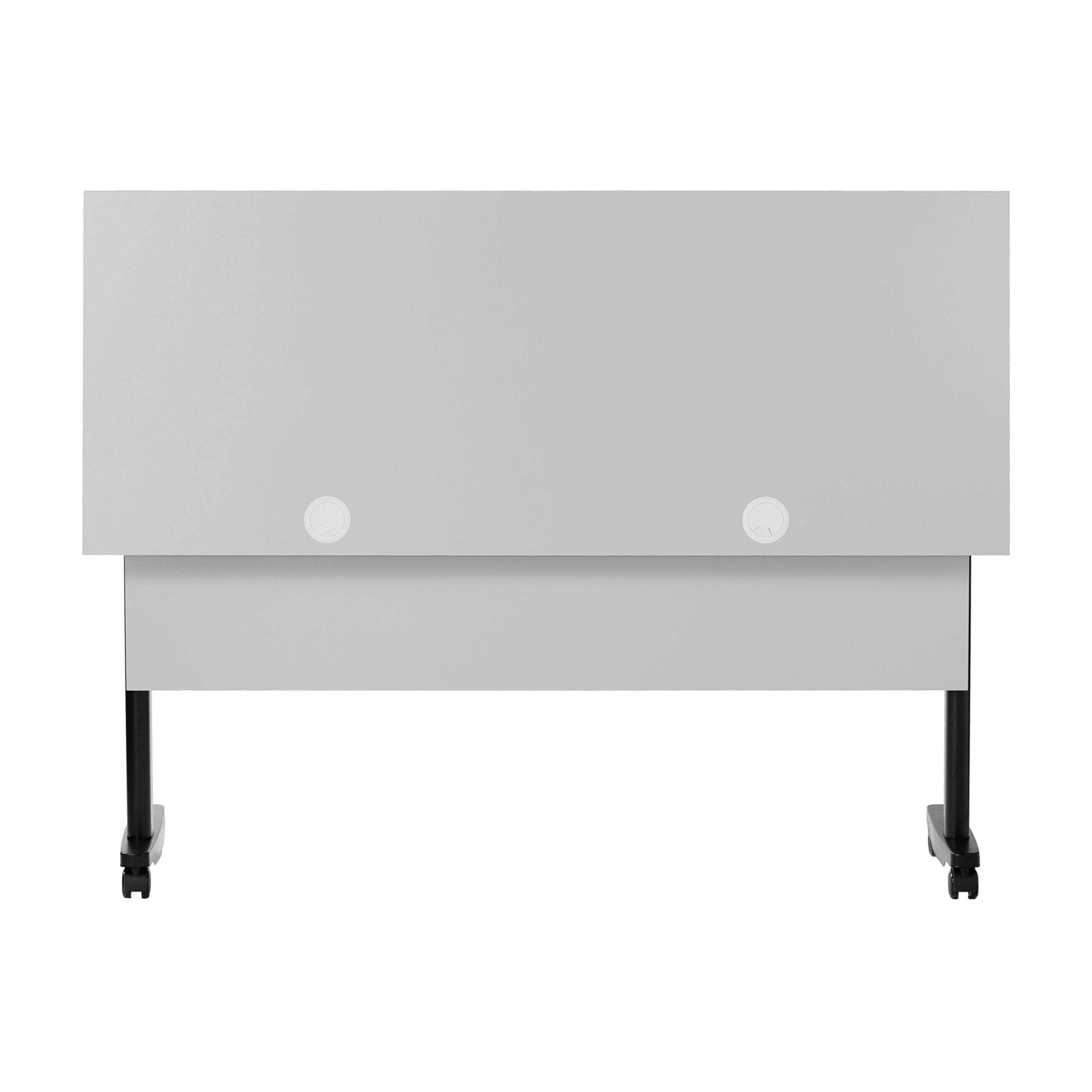 Alt View 9. Emma + Oliver - Hahn Heavy-Duty Flip Top Training Table with Nesting Design, Privacy Panel, T-Legs, Tabletop, Metal Frame - Gray Top/Black Frame.