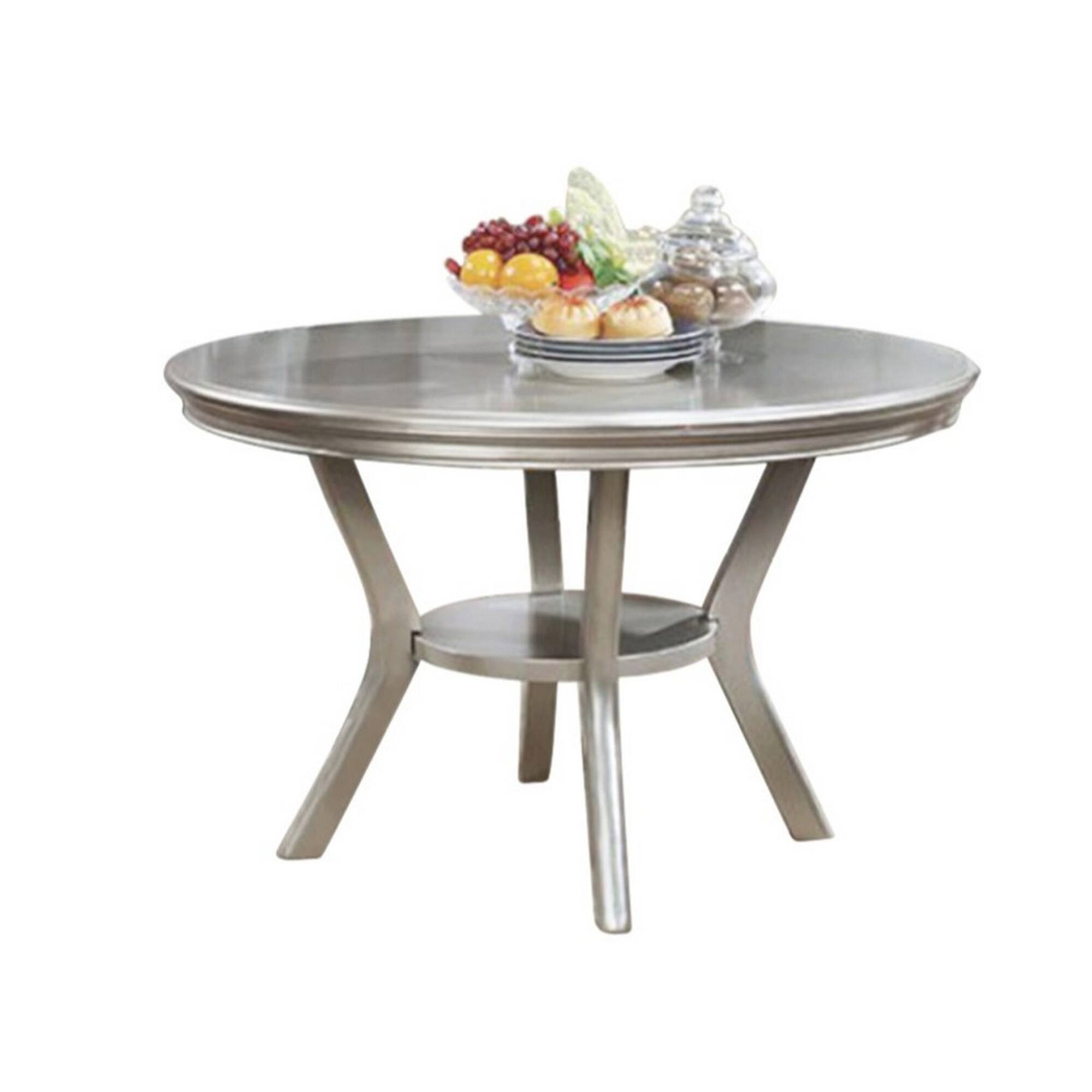 Front. Manhattan Lane - Amina Contemporary Round Dining Table - Champagne.