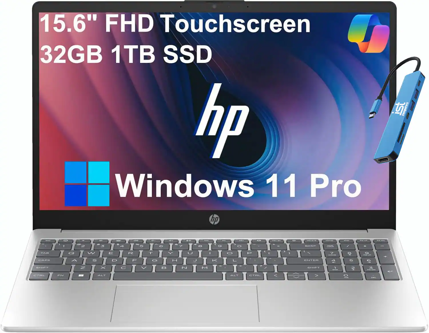 HP - 15 15.6" FHD Touchscreen Laptop - Intel Core i5 with 32GB Memory - 1TB SSD - Windows 11 Pro - Silver