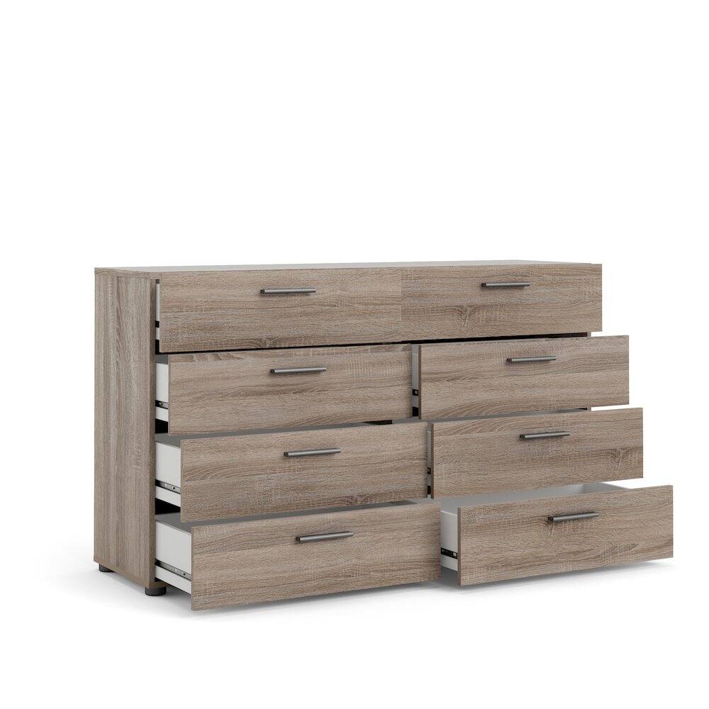 Back. FurniFact - Elegant 8 Drawer Dresser in Truffle Oak for Modern Bedroom Storage Solutions - Truffle Oak.
