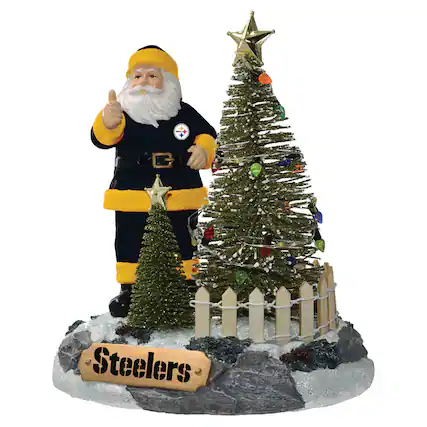 Front. The Memory Company - Pittsburgh Steelers Santa Figurine with LED Tree - Multicolor.