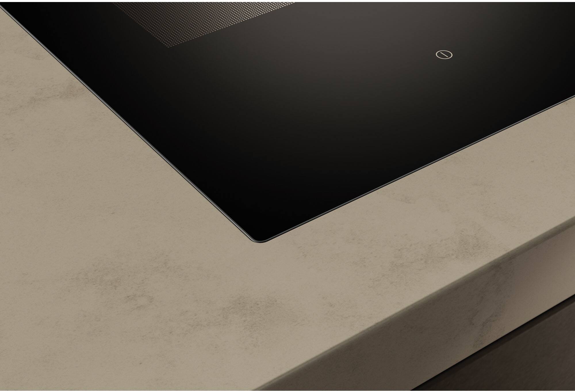 Angle. Miele - KM 7747 FL Diamond 36" Frameless Full-Surface Smart Induction Cooktop with DiamondFinish - Graphite Black.