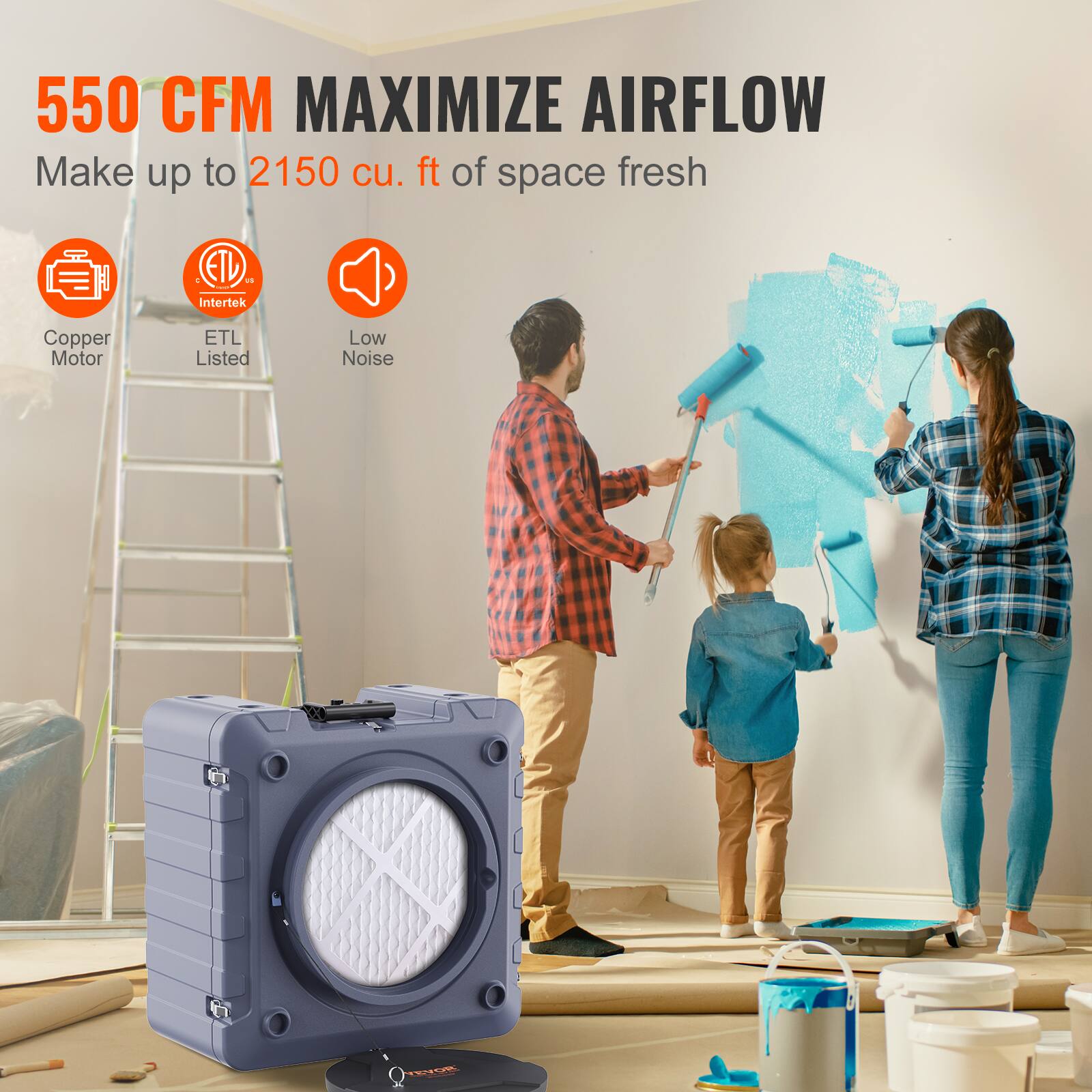550 CFM MAXIMIZE AIRFLOW  
Make up to 2150 cu. ft of space fresh  

- Copper Motor  
- ETL Listed  
- Low Noise
