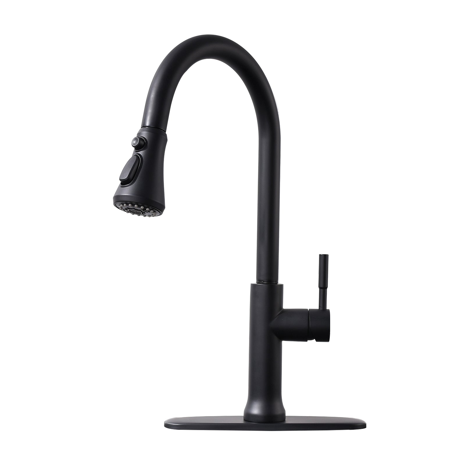 Front. Boyel Living - Matte Black Single Handle Sensor Activation Pull Out Sprayer Kitchen Faucet with Deck Plate Included - Matte Black.