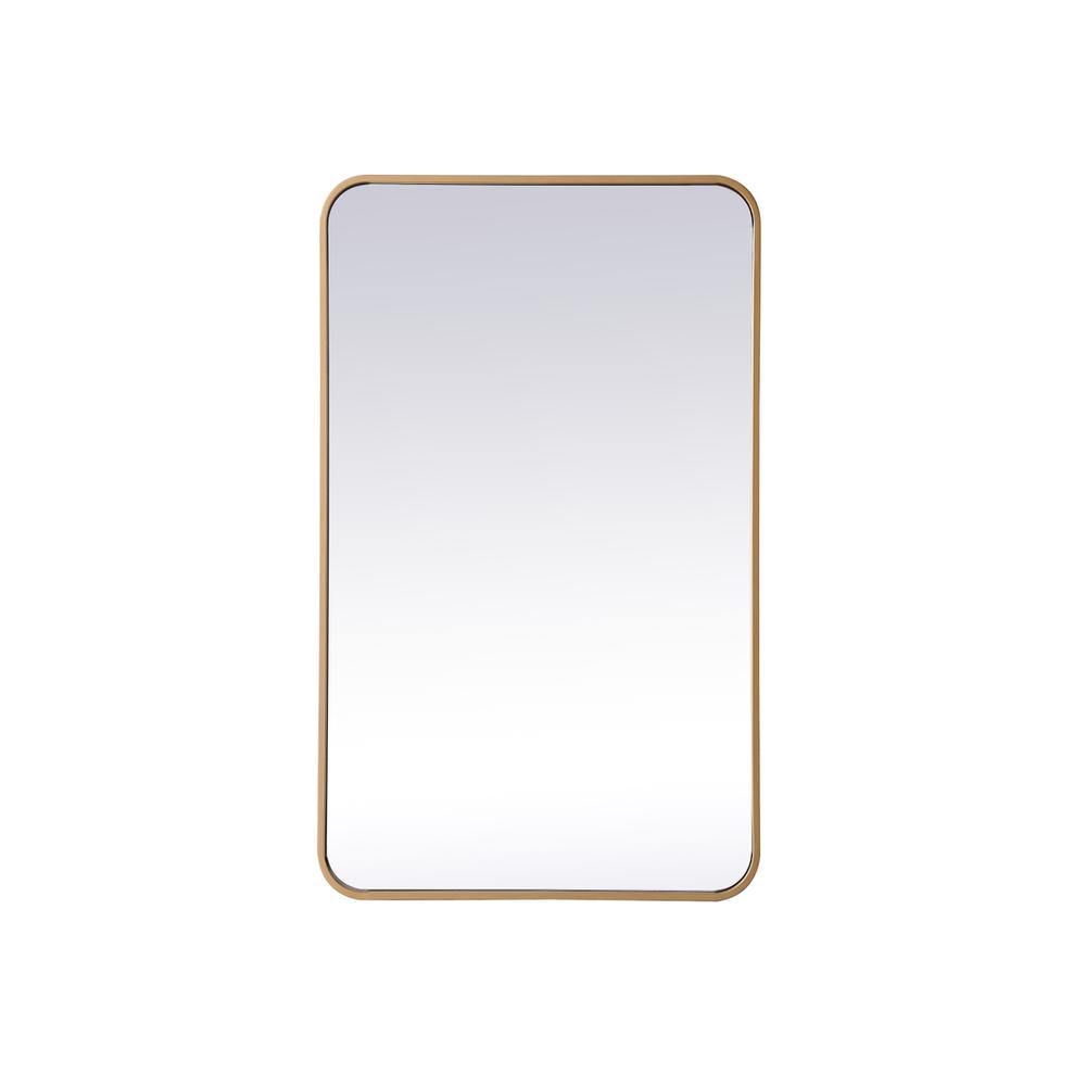 Alt View 1. Elegant Decor - Soft corner metal rectangular mirror 22x36 inch in Brass - Brass.