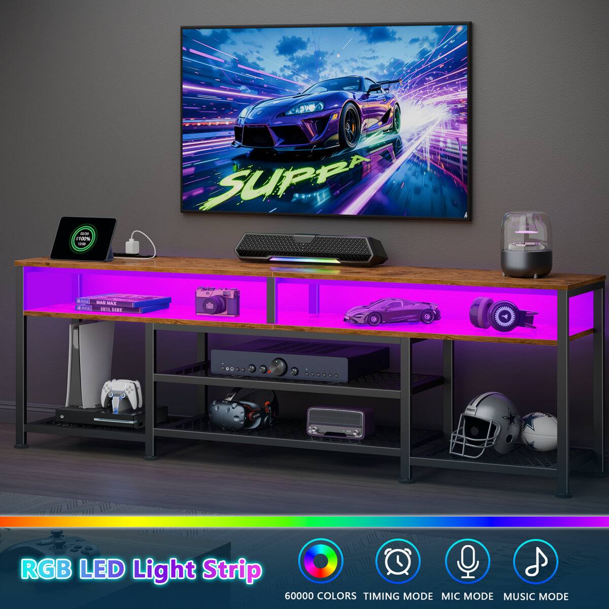 - ni_o se SUPe noa mna MAD NAT IOL 1 RGB LED Light Strip 60000 COLORS TIMING MODE MIC MODE MUSIC MODE