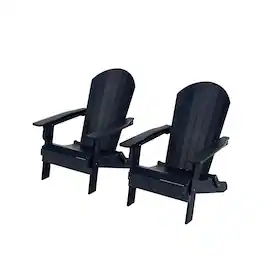 WestinTrends - Tuscany HIPS Outdoor Folding Adirondack Seashell Chair (Set of 2) - Navy Blue