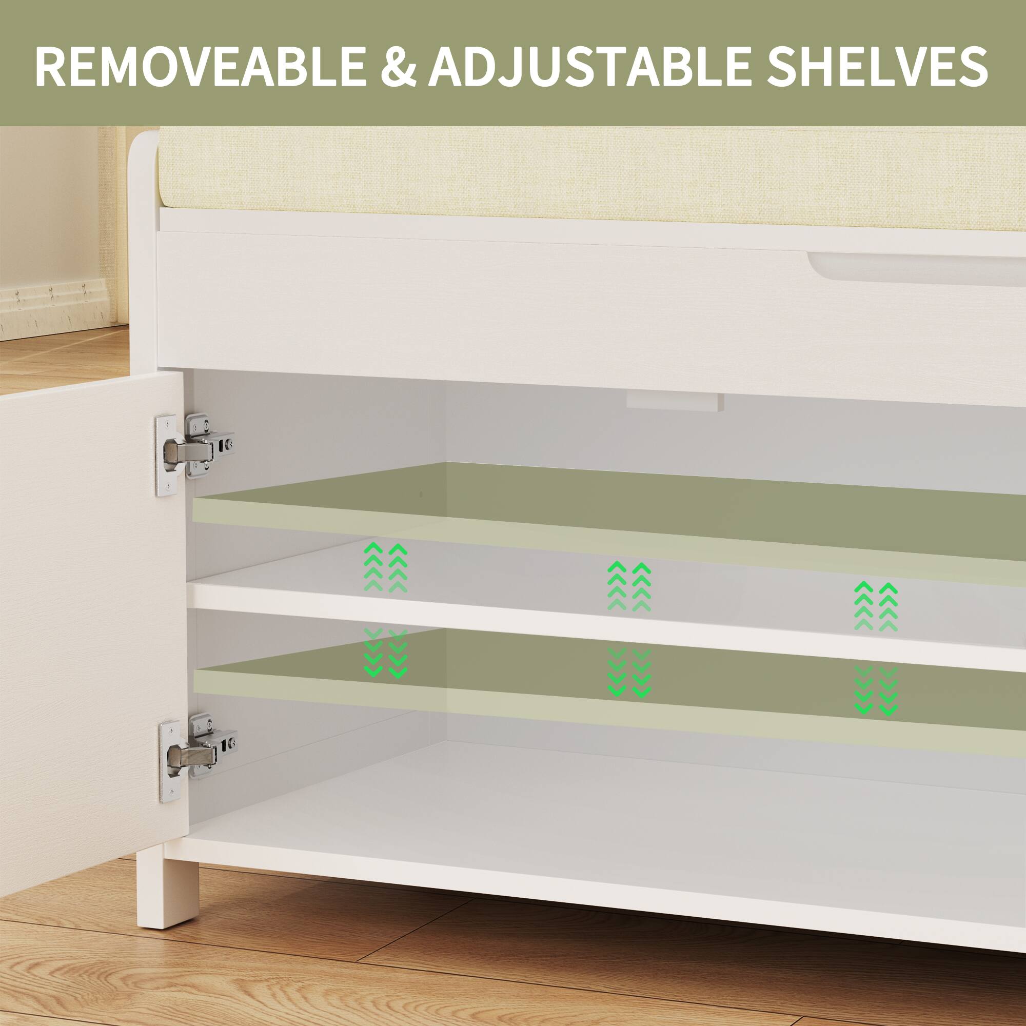 REMOVEABLE & ADJUSTABLE SHELVES