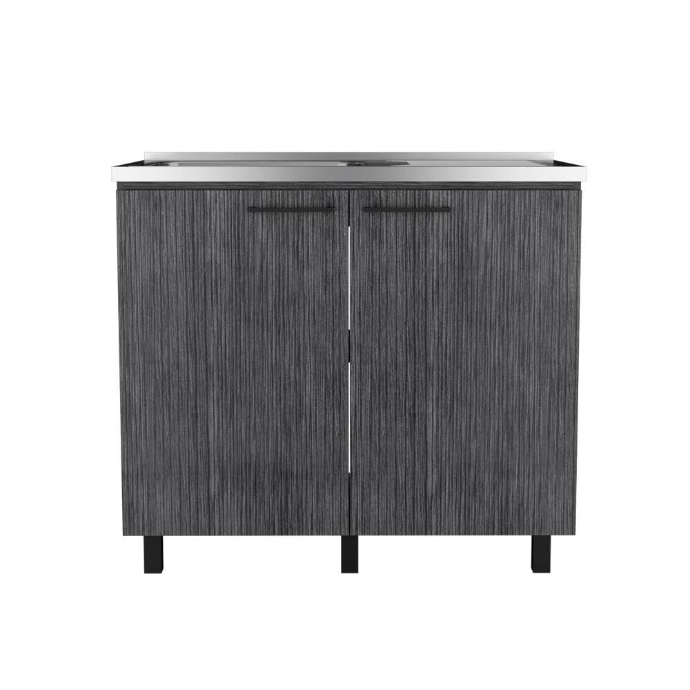 Angle. Treevol Furniture - Utility Sink Cabinet,Sink Cabinet, Burwood, Smoky Oak - Gray.