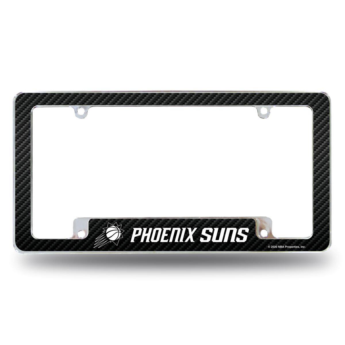 Rico Industries - Phoenix Suns NBA Chrome Metal License Plate Frame with Carbon Fiber Design - Multi