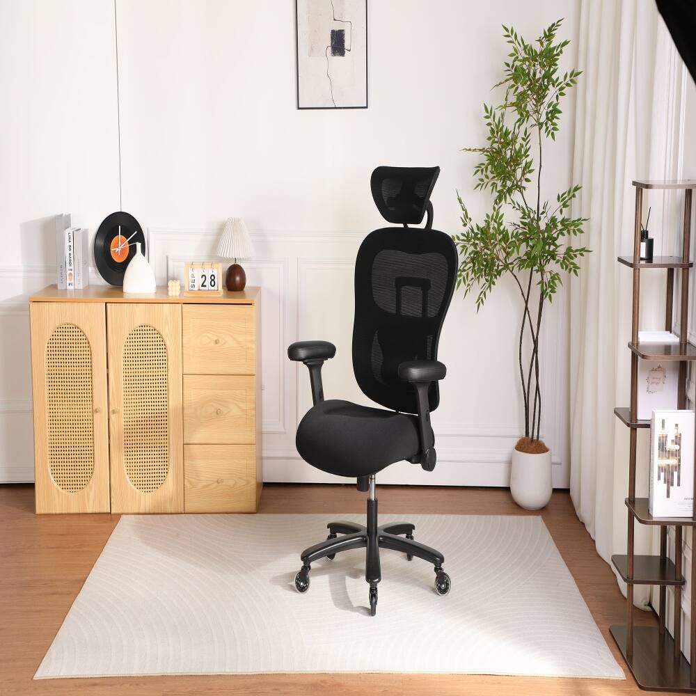 Left. Loheer - Loheer Big and Tall Office Chair 500lbs Heavy Duty Mesh Ergonomic Gaming Chair Adjustable Lumbar Support Flip-Up Arms - Black.