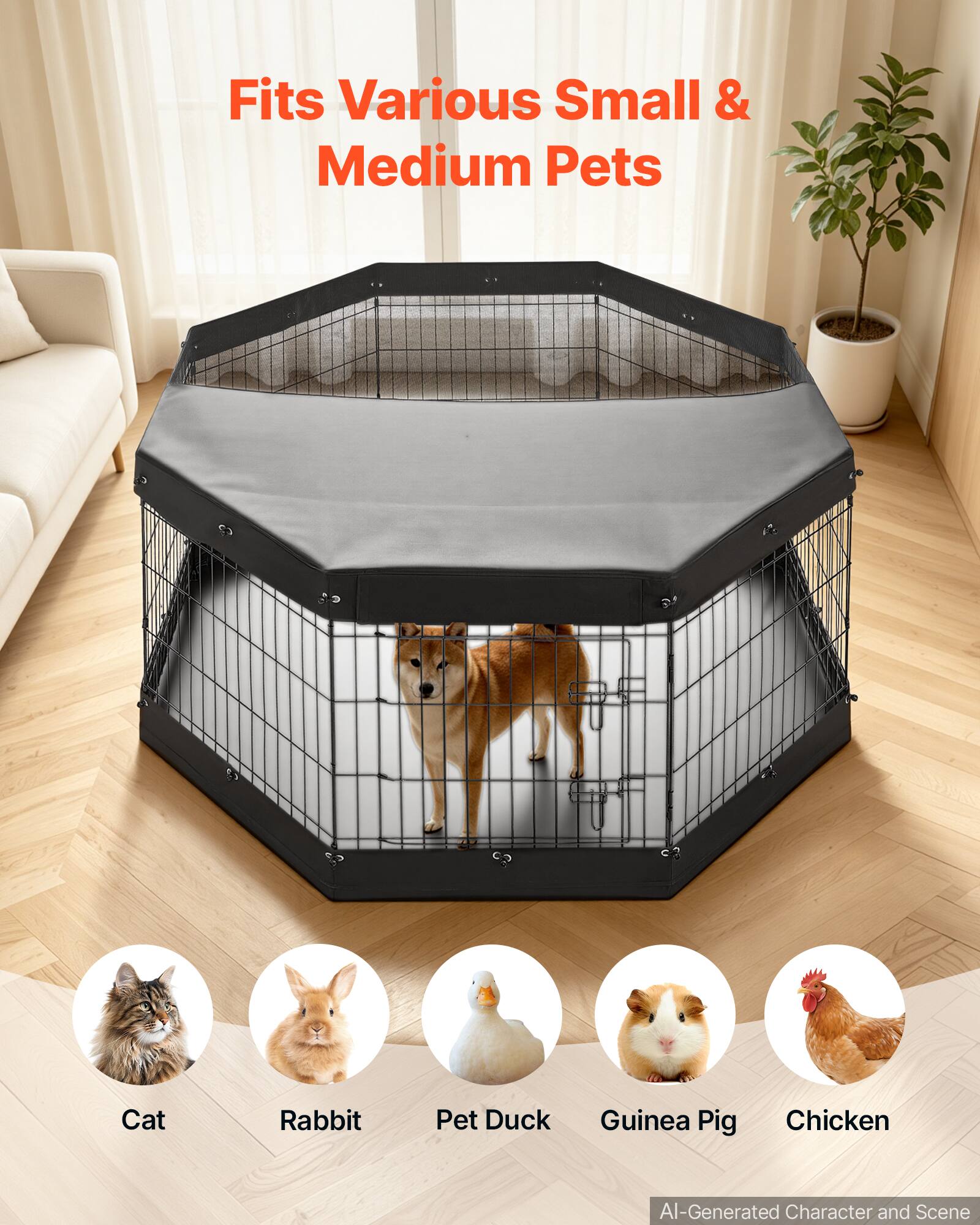 Fits Various Small & Medium Pets

Cat
Rabbit
Pet Duck
Guinea Pig
Chicken

AI-Generated Character and Scene