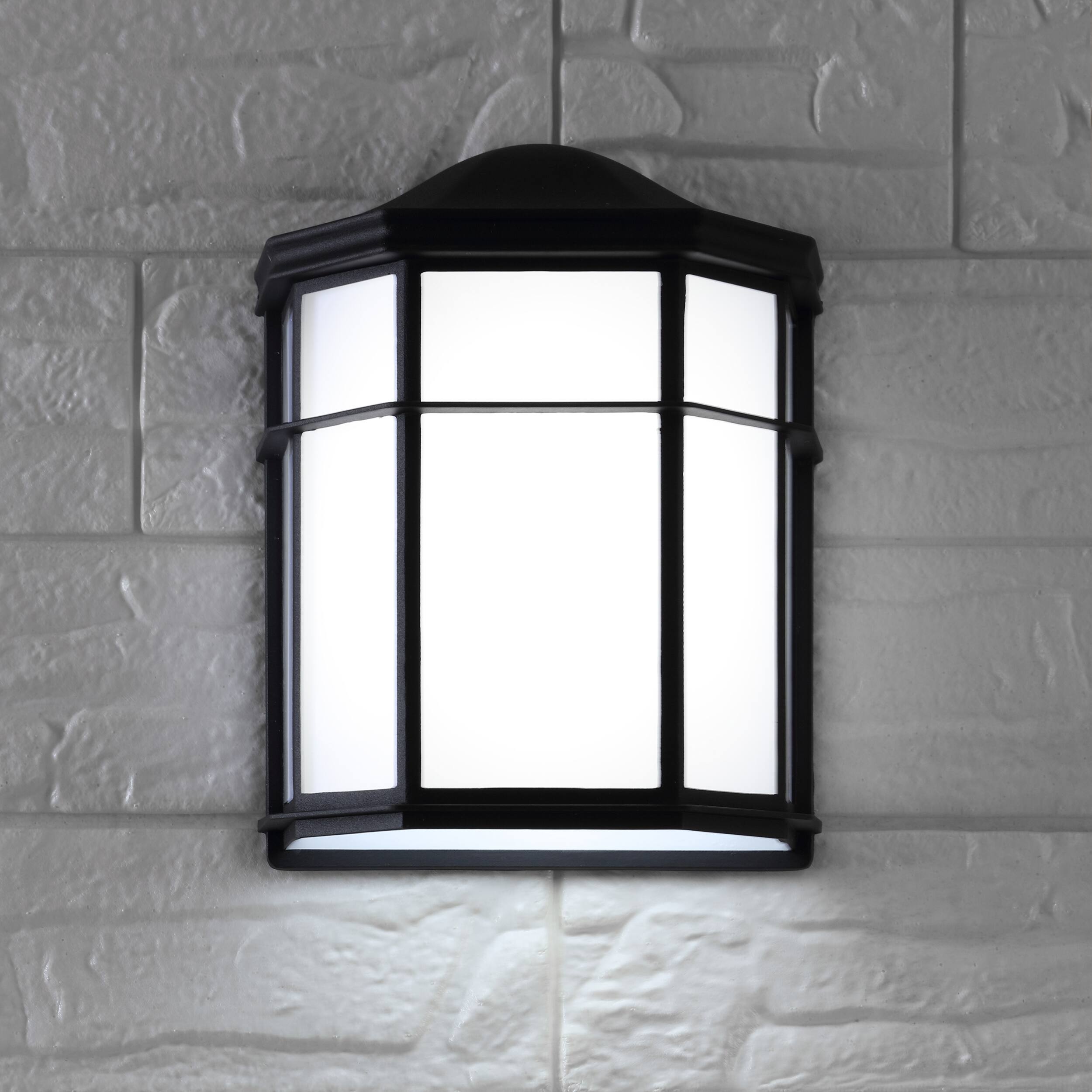 Alt View 5. Jonathan Y - Henry 7.75" Outdoor Frosted Acrylic/Metal Integrated LED Wall Sconce, Black/White - Black/White.