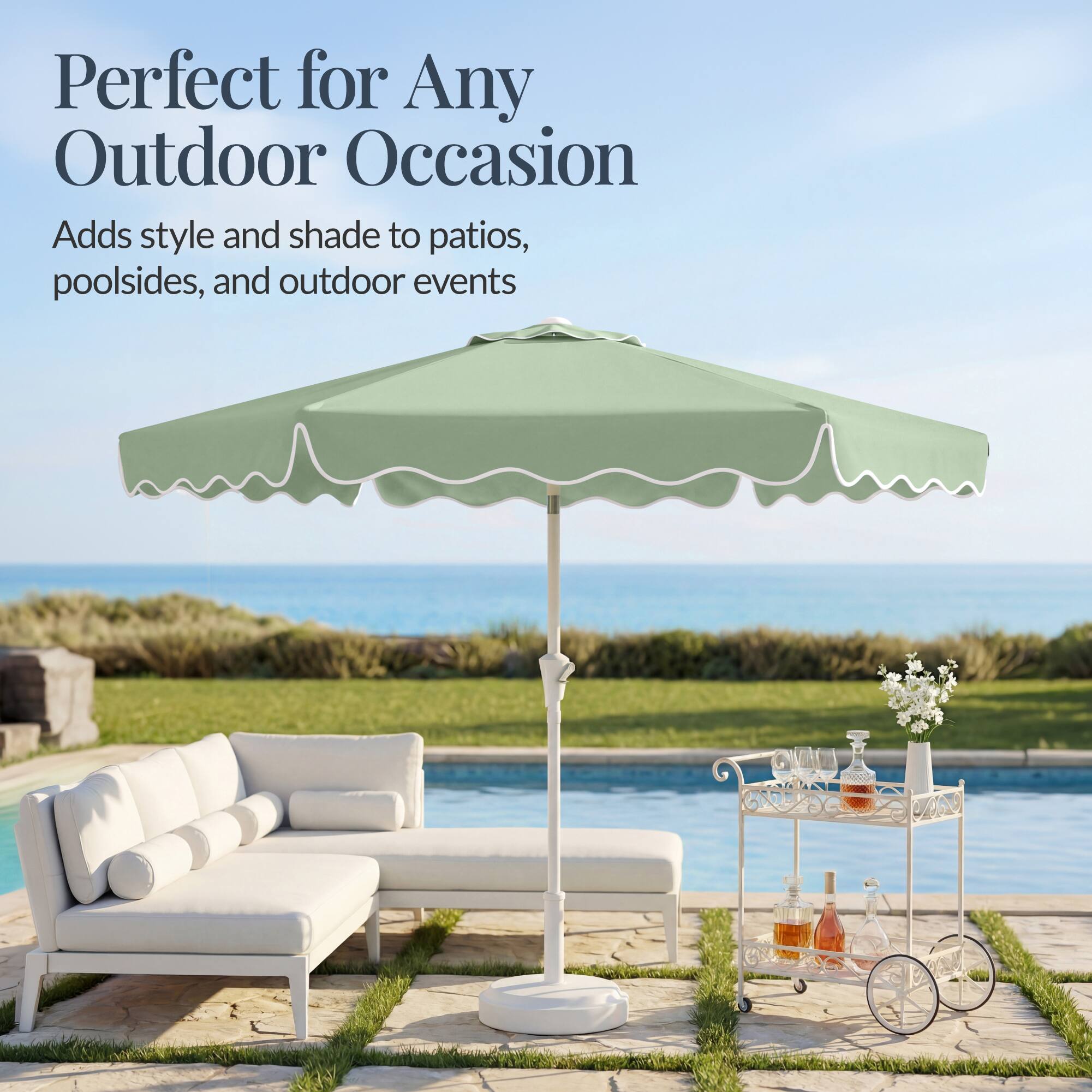 Perfect for Any Outdoor Occasion  
Adds style and shade to patios, poolside, and outdoor events