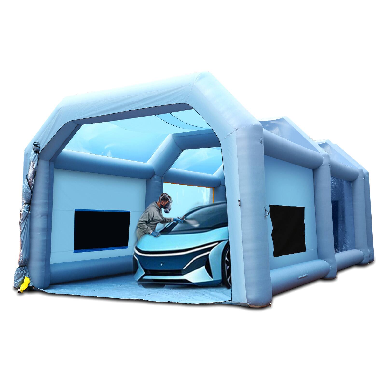 Alt View 5. VEVOR - Inflatable Paint Booth, 33x20x13ft Inflatable Spray Booth, High Powerful 950W+1100W Blowers Spray Booth Tent - Blue.