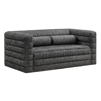Front. Modway - Relle Channel Tufted Boucle Upholstered Loveseat by Modway - Charcoal.