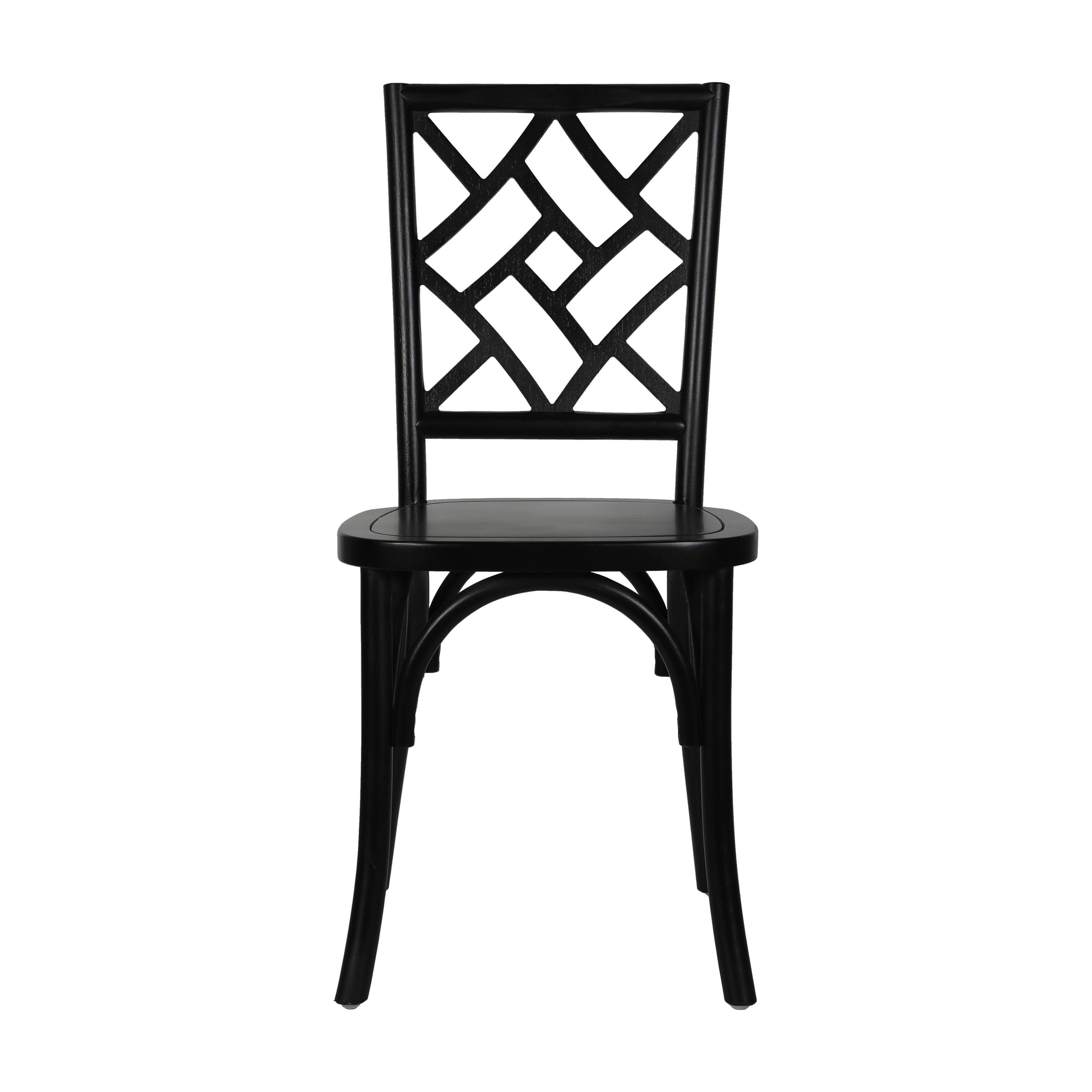 Alt View 8. Emma + Oliver - Decker Solid Wood Stack Dining Chair with Decorative Back Design - Black.
