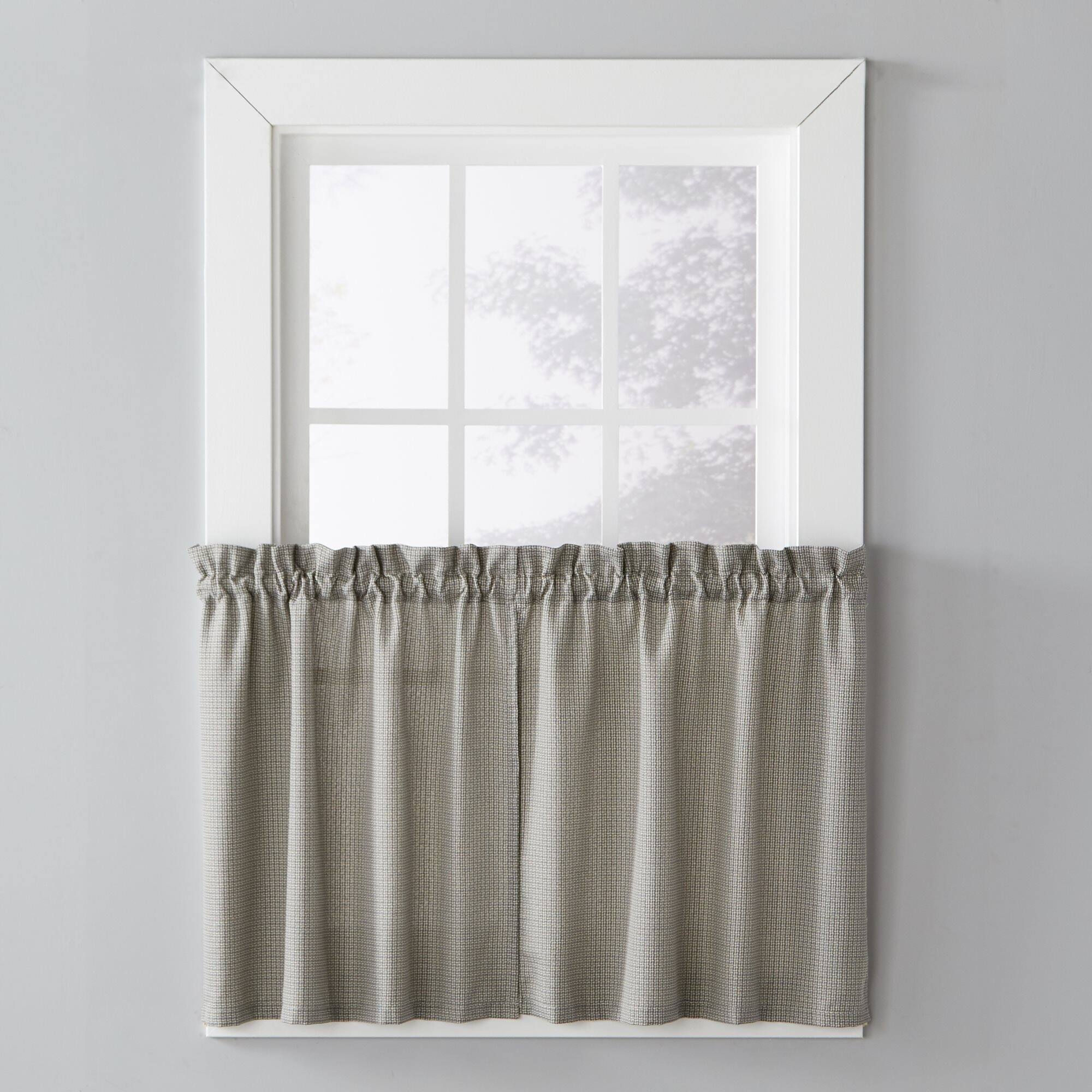 Left. SKL Home - Saturday Knight Ltd Nelson Versatile Tailored Window Tier - 2 Piece - 57" x 36" Black - Black.