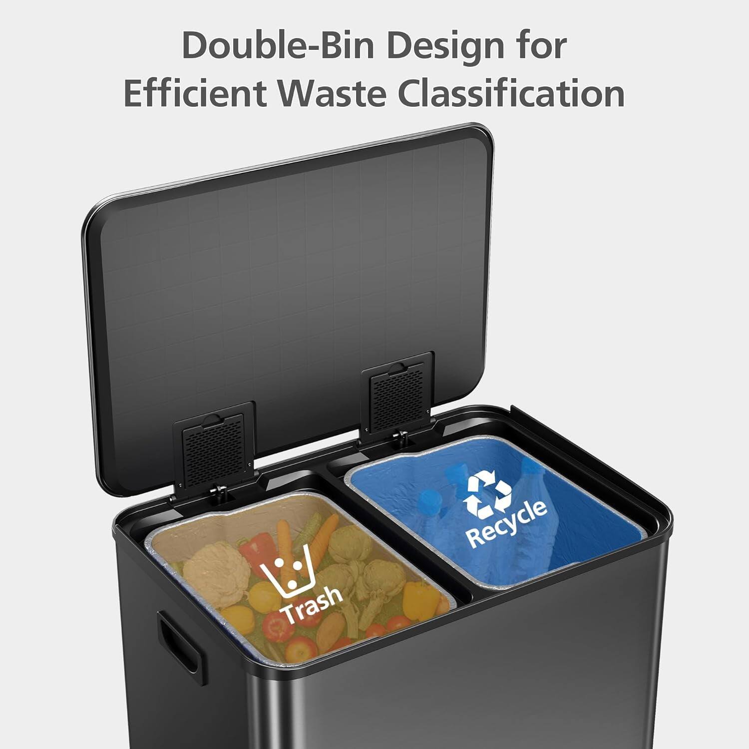 Double-Bin Design for Efficient Waste Classification