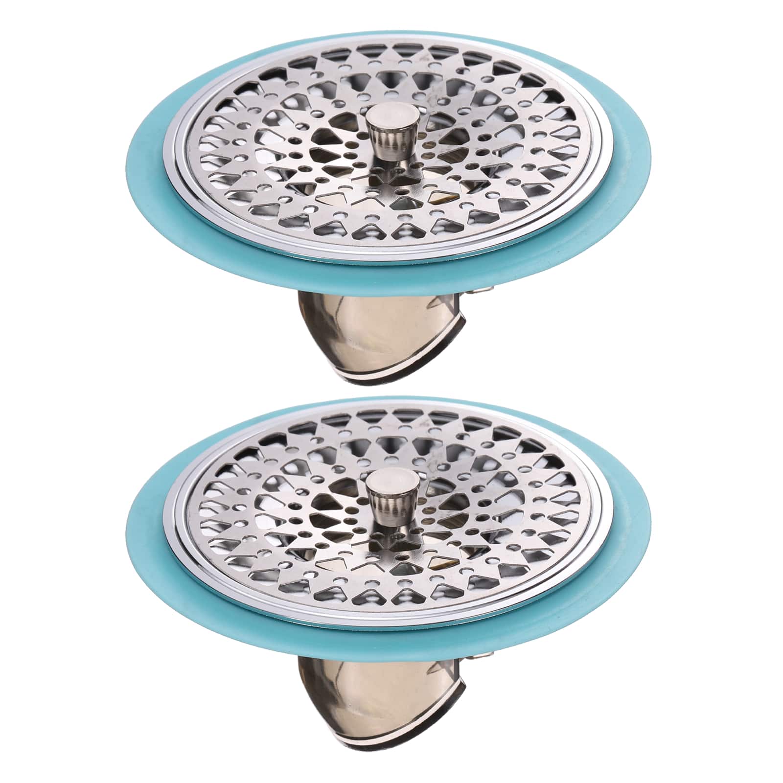 Unique Bargains - 2pcs Odor-Proof Shower Floor Drain, Stainless Steel Hair Catcher Backflow Preventer for Home Bathroom (Fit 1.25"-3") - Blue