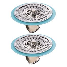 Unique Bargains - 2pcs Odor-Proof Shower Floor Drain, Stainless Steel Hair Catcher Backflow Preventer for Home Bathroom (Fit 1.25"-3") - Blue