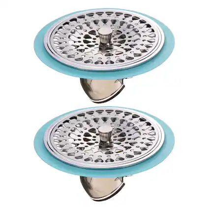 Front. Unique Bargains - 2pcs Odor-Proof Shower Floor Drain, Stainless Steel Hair Catcher Backflow Preventer for Home Bathroom (Fit 1.25"-3") - Blue.