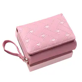 Kitcheniva - Women's Heart Embroidered Wallet - Pink