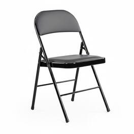 AOITUN - Folding Chair 4 Pack Leather Padded for Daily Use - Quality Seating for Home, Office, or Dorm Room - Black