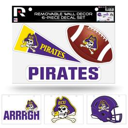 Rico Industries - East Carolina Pirates (Set of 6) Individual Easy Peel Die-Cut Decal Stickers - Remove - Re-organize - Re-apply - Multi