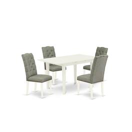 East West Furniture - Dining Table- Parson Chairs - Brown