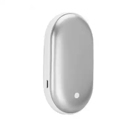 Front. Stock Preferred - 2-in-1 Warm and Cozy Portable Hand Warmer & Power Bank - Silver.