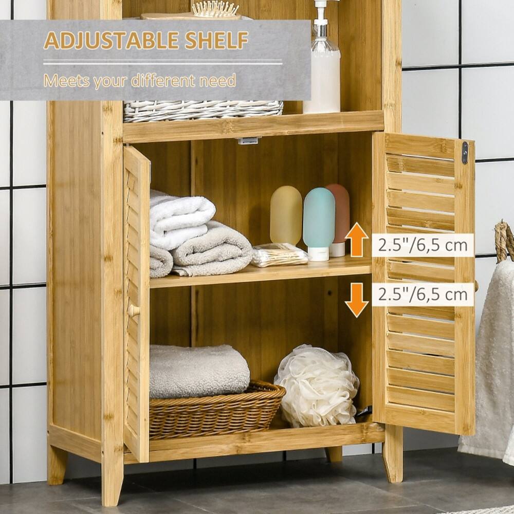 Alt View 1. SlickBlue - Freestanding Bathroom Floor Cabinet with Storage Shelves and Doors - Natural.