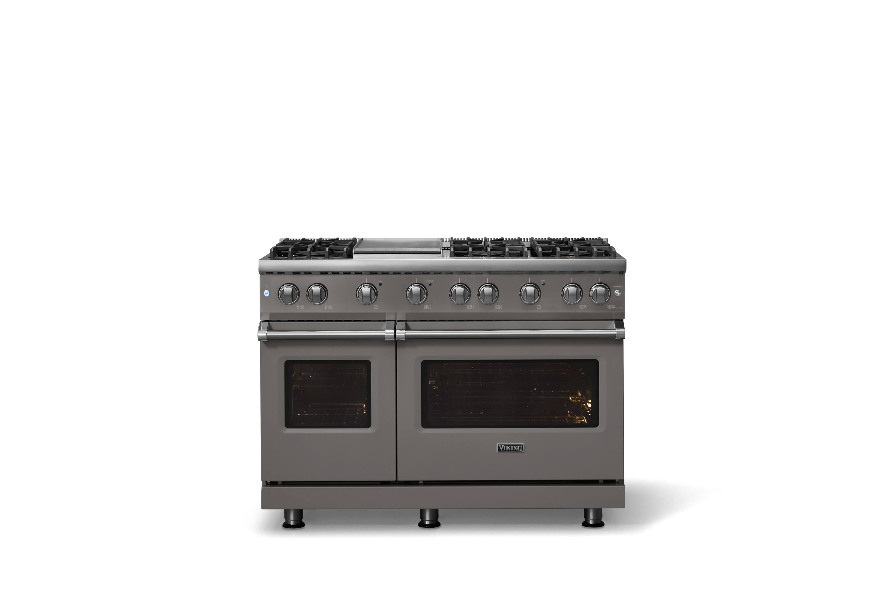 Alt View 1. Viking - 48 in. Wide 6 Burner Pro 5 Series 6.1 Cu. Ft. Freestanding Sealed Burner Gas Convection Range w. Griddle - Damascus Gray - Damascus Gray.