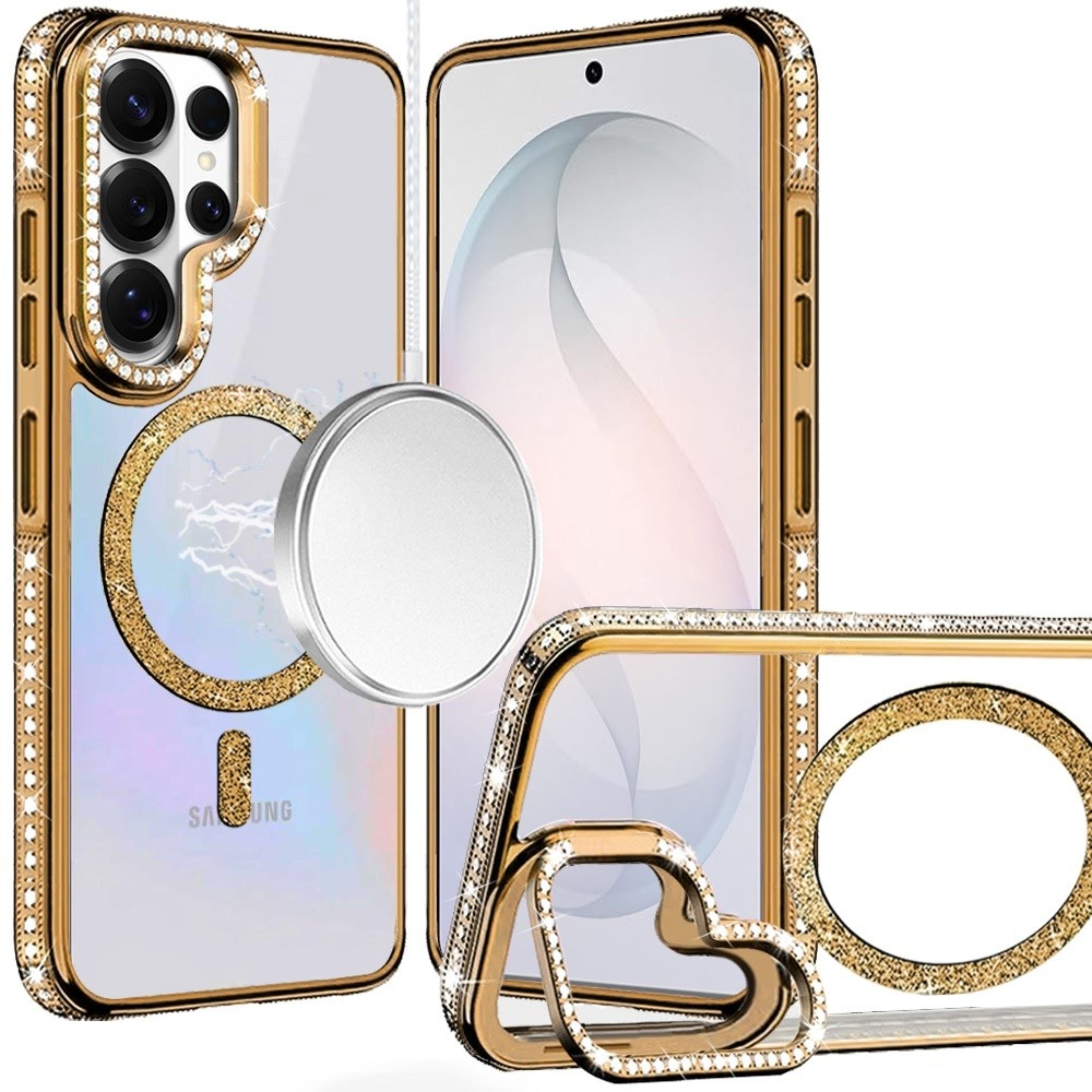 Kitcheniva - Case Diamond Bling Border Magnetic Circle With Tempered Glass For Samsung S26 Ultra - Gold price history on PriceWatchPro