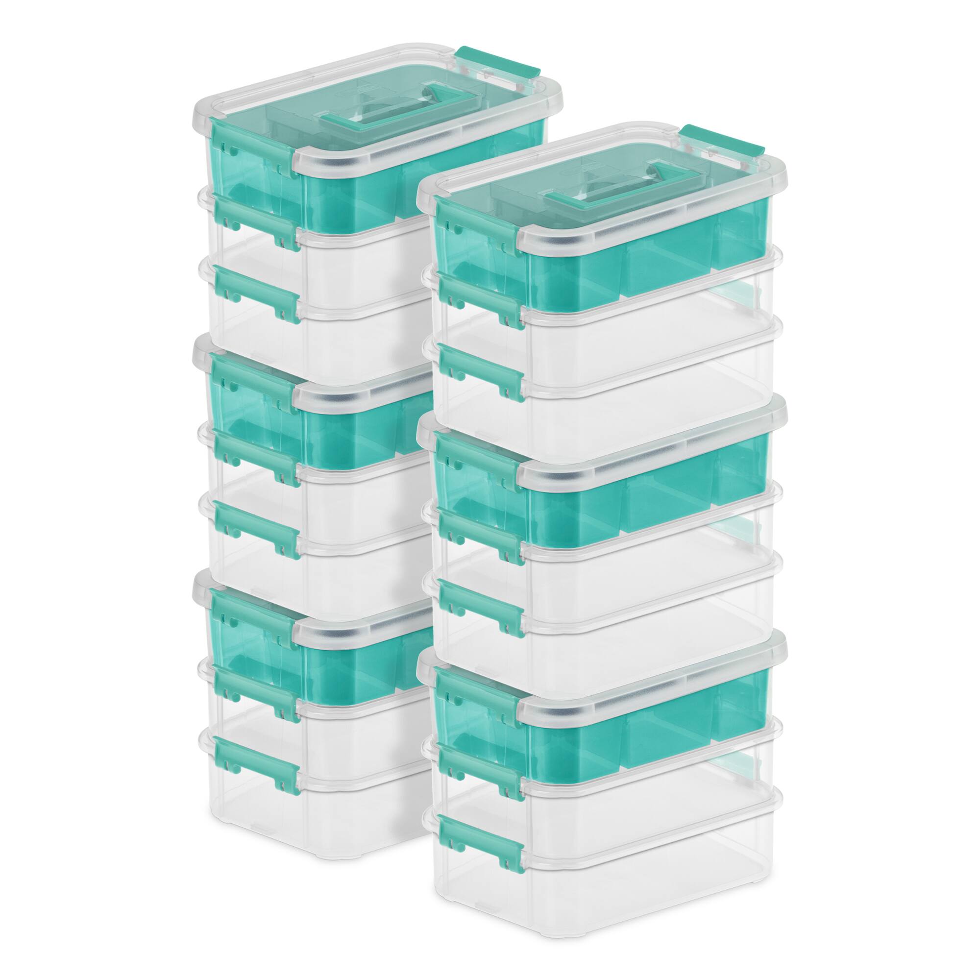 Front. Sterilite - Sterilite Convenient Home 3-Tiered Stack Carry Storage Box, Clear (6 Pack).