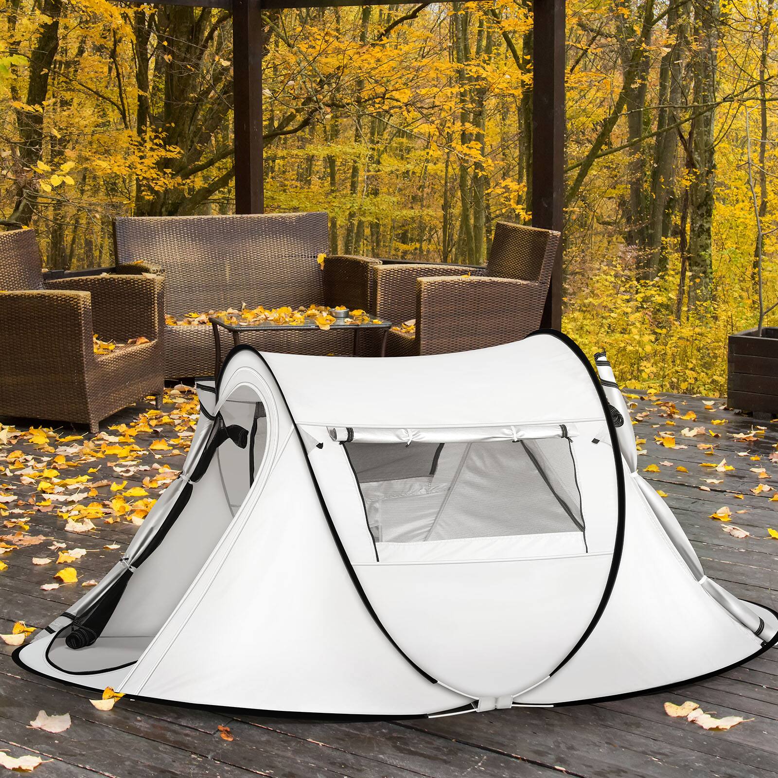 Alt View 4. Oumilen - Pop-Up Camping Tent, Portable Instant Setup Dome Tent 96.8" x 59.0" x 41.7" White for Outdoor Beach Backyard - White.