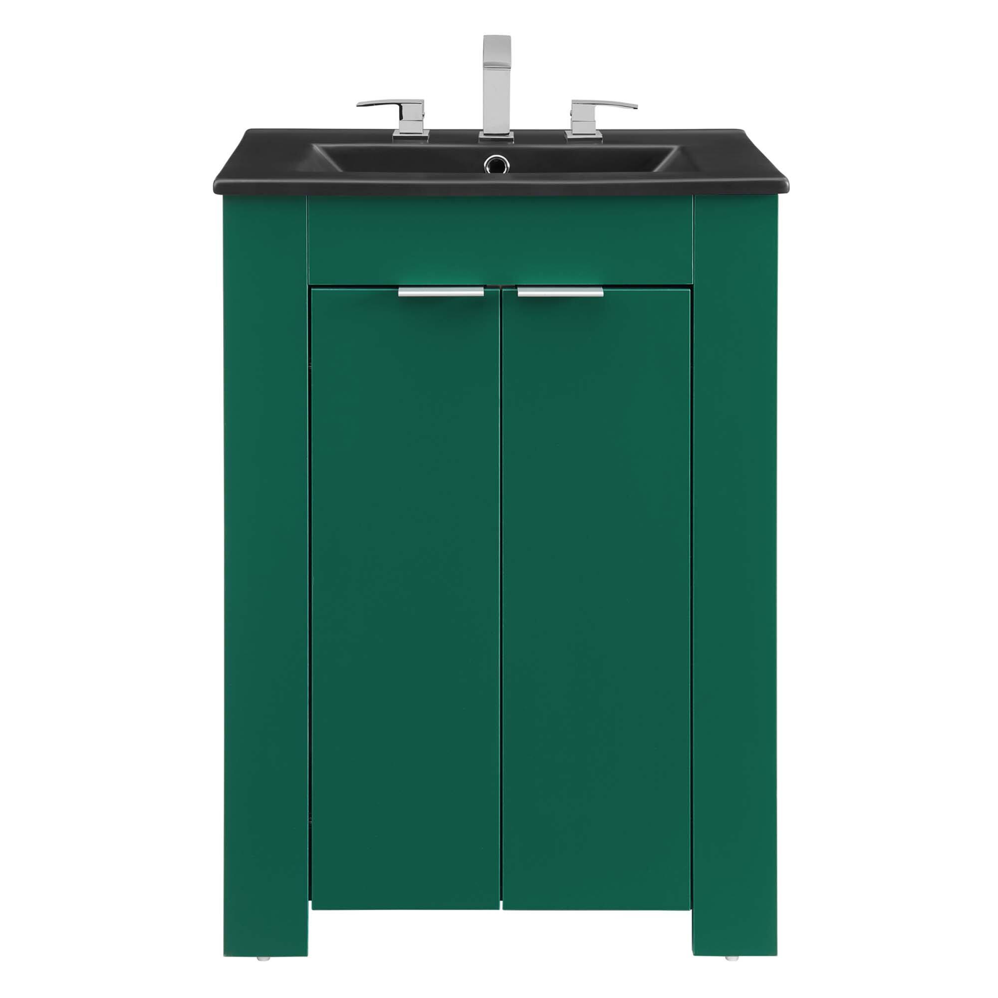 Alt View 7. Modway - Maybelle Bathroom Vanity Basin Included - Green Black.