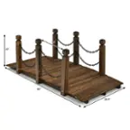 The text on the image reads: "16" 22" 60" 26.5". This information is likely related to the dimensions of the wooden dock, which is made of wood and chains. The dock is 16 inches wide, 22 inches tall, 60 inches long, and has a 26.5-inch railing.