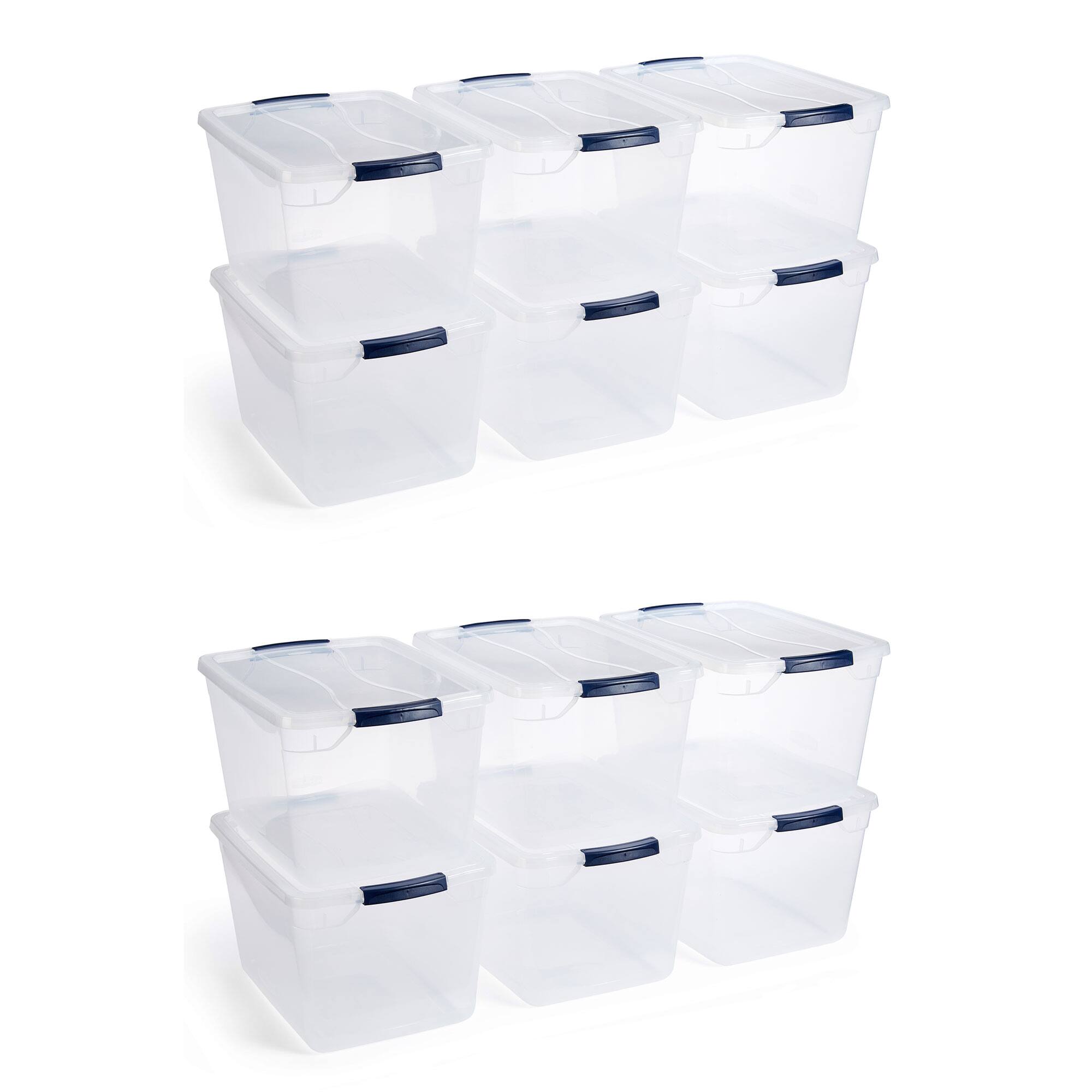 Front. RubberMaid - Rubbermaid Cleverstore 32 Quart Plastic Storage Tote Container w/ Lid (12 Pack).