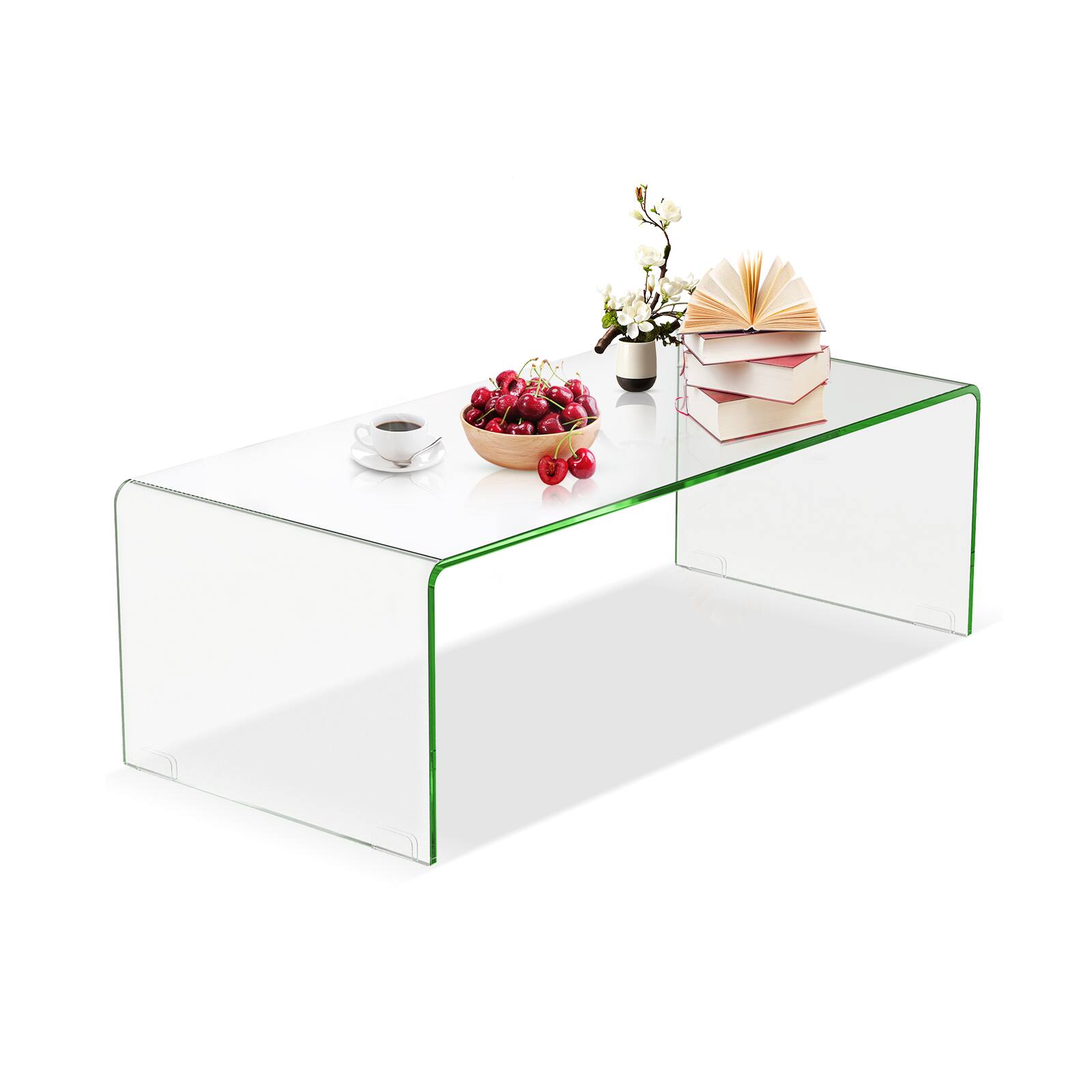 Alt View 8. Costway - Costway Tempered Glass Coffee Table Accent Cocktail Side Table Living Room Furniture - Clear.