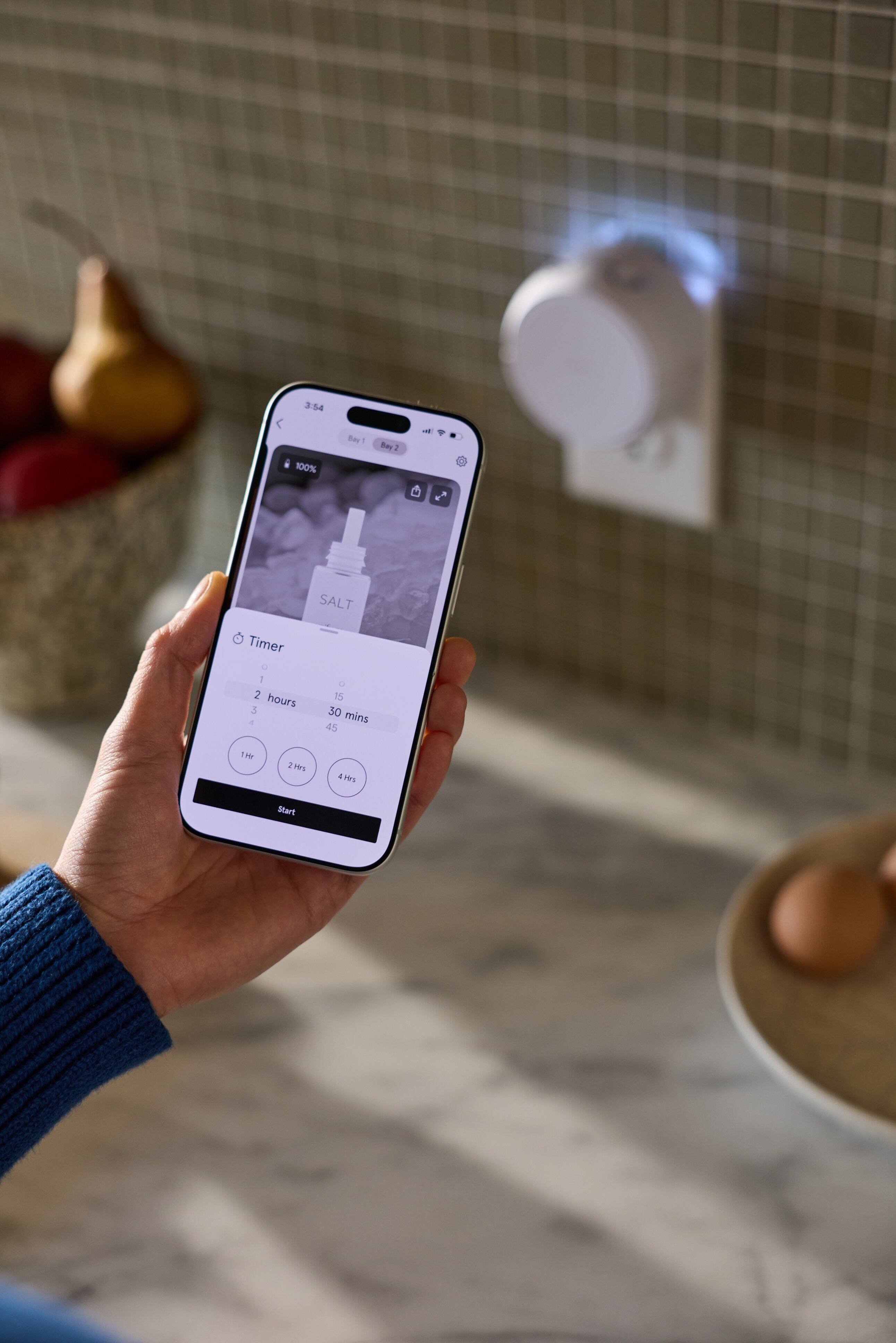 3:54 100% Sey Bay 1 - SALT Timer - 2 hours 3 A 15 30 mins 45 1H 1 Hrs . ses Start
