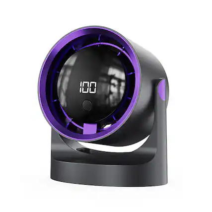 Front. Cluzine - Grey-Purple 3-in-1 Desk/Wall Portable Fan, 100-Speed, Low Noise, Type-C, LED Display, Remote.