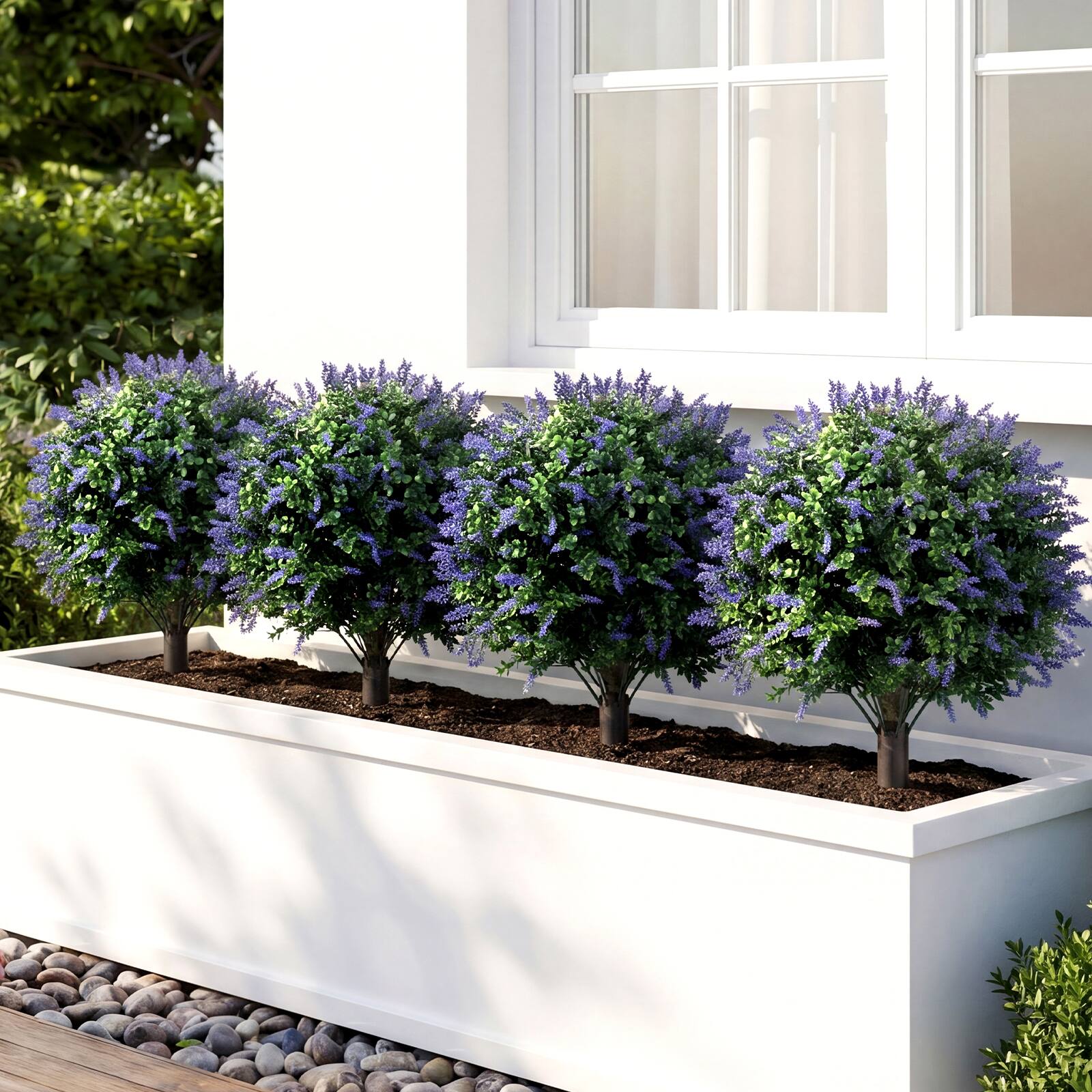 Alt View 1. Costway - Costway 2 Pack Artificial Lavender Boxwood Topiary Ball Trees, Faux Floral Shrubs, Patio - Green & Purple & Black.