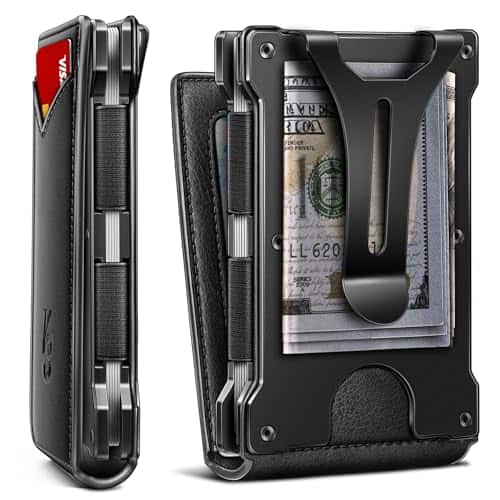 Vulpecula Spade - Men Wallet- Slim Wallet Money Clip For Gift Men in Front Pocket 12Cards-Metal Case with Magnetic Flip - Black4655