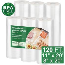 Bonsenkitchen - Vacuum Sealer Bags for Food 6 Rolls (11" x 20' x 3 & 8" x 20' x 3), Vacuum Seal Bag for Food