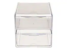 Deflecto - Deflect-O Cube 2 Compartment Stackable Plastic Storage Drawers, (350101) - Clear