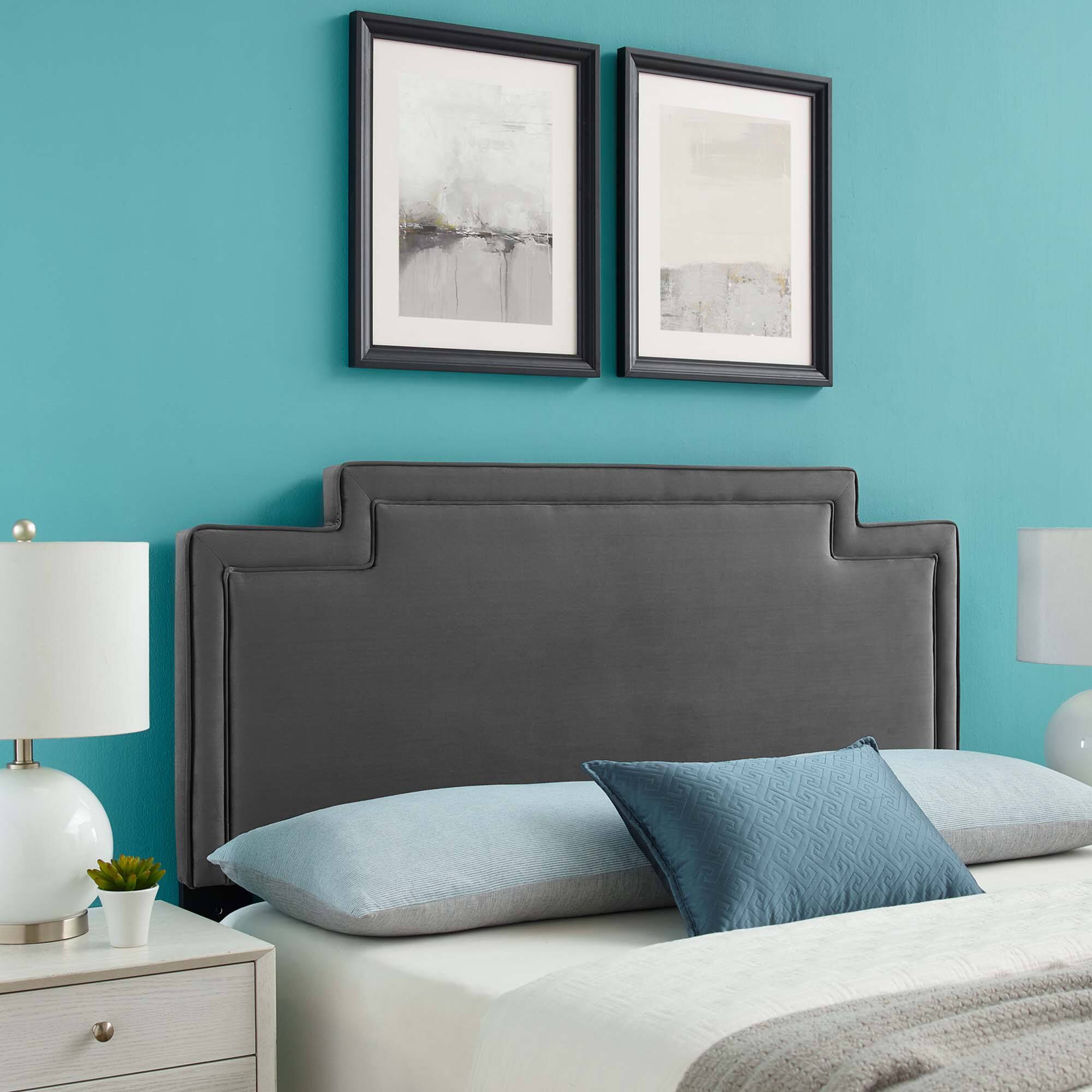 Alt View 2. Modway - Transfix Performance Velvet Full/Queen Headboard by Modway - Charcoal.