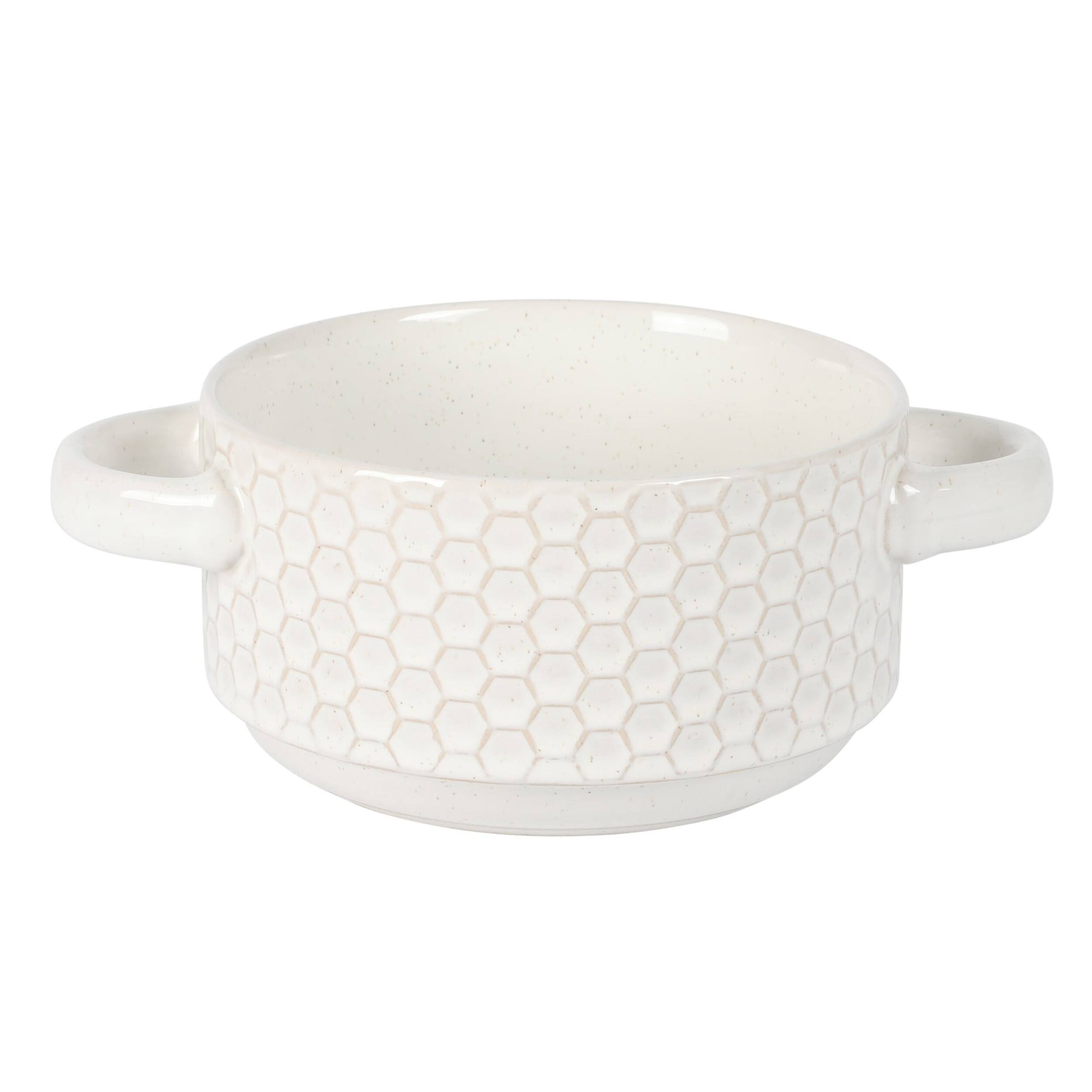 Alt View 2. Gibson - Gibson Elite Earlhart 2 Piece 6 Inch Ribbed Stoneware Soup Bowl Set with Handles in White - White.