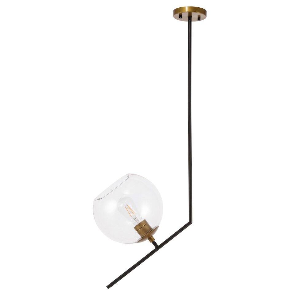 Alt View 9. Living District - Ryland 1 Light Black And Brass And Clear Glass Pendant - Black And Brass And Clear Glass.